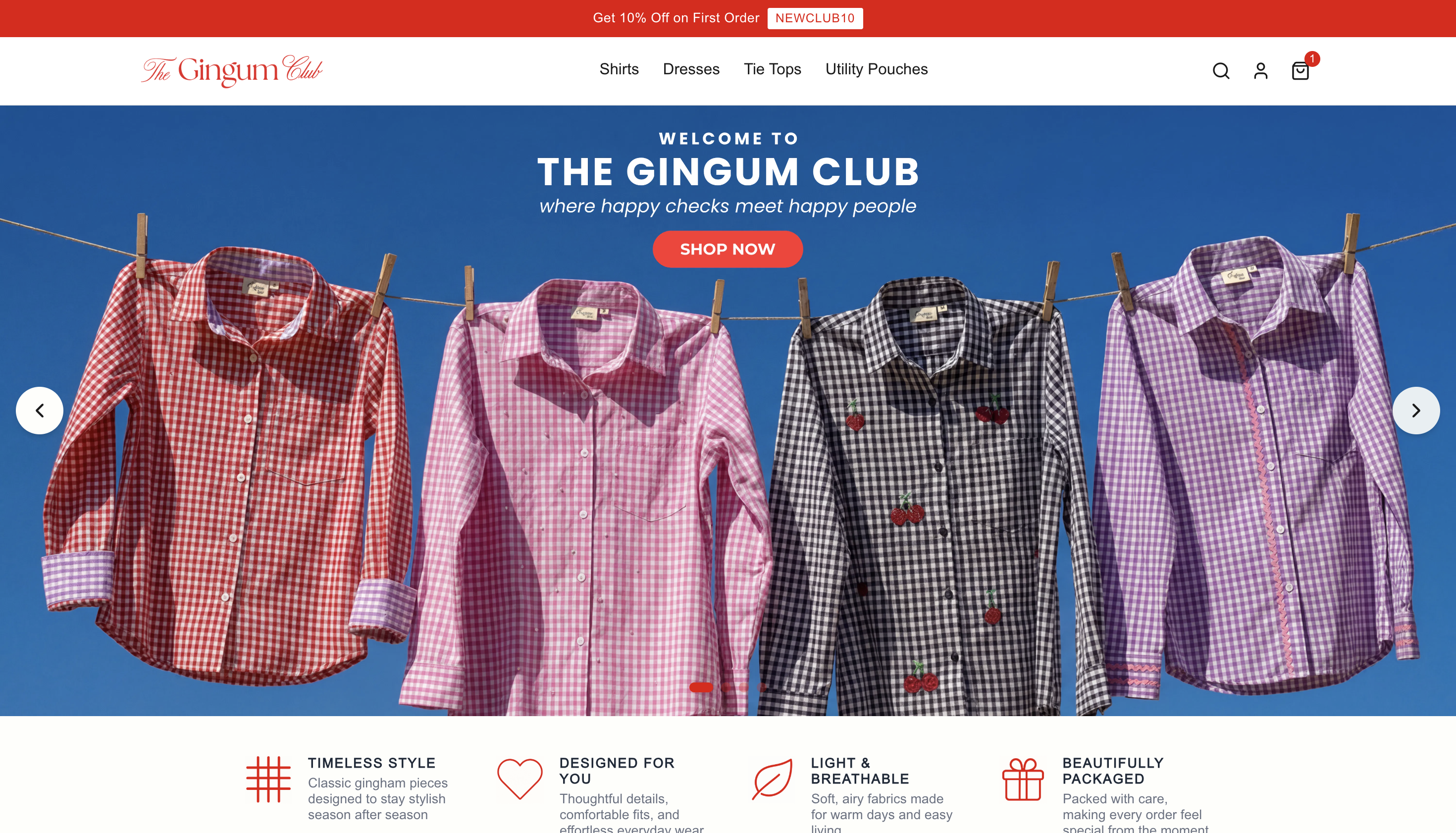 The Gingum Club - E-commerce store built with ShopIQ AI platform