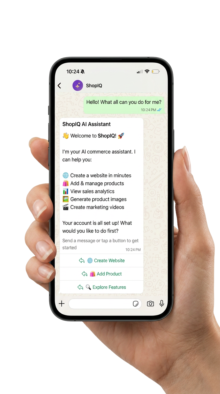 ShopIQ WhatsApp business management interface showing order notifications